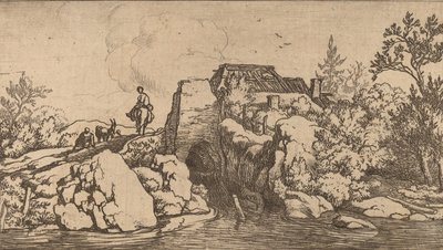 Bir Taş Köprüde Süvari, muhtemelen c. 16451656. by Allart van Everdingen