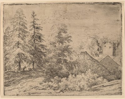 İki Köknar Ağacı Arasındaki Adam, muhtemelen c. 16451656. by Allart van Everdingen