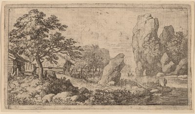 Bir Nehrin Kıyısındaki Sivri Kaya, muhtemelen c. 16451656. by Allart van Everdingen