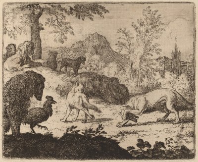 Reynard Tek Gözdeki Kurdu Kör Eder, muhtemelen c. 16451656. by Allart van Everdingen