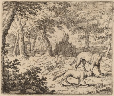 Balık Arabasından önce Reynard ve Kurt, muhtemelen c. 16451656. by Allart van Everdingen