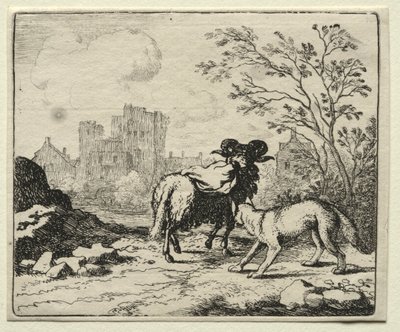 Tilki Reynard: Reynard Aslana Bir Paket Gönderir. by Allart van Everdingen