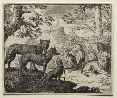 Tilki Reynard: Reynard'ın Akrabaları Mahkemeden Ayrılıyor by Allart van Everdingen
