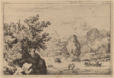 Bir Nehrin Ortasındaki Kaya, muhtemelen c. 16451656. by Allart van Everdingen