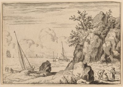 Sağda Üç Figürlü Deniz Manzarası, muhtemelen c. 16451656. by Allart van Everdingen