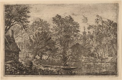 Bir Nehir Kıyısında Skiff, muhtemelen c. 16451656. by Allart van Everdingen