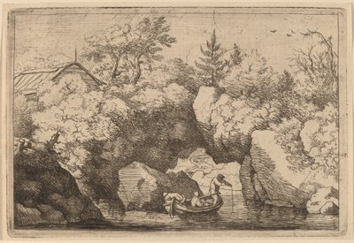 Bir Yarık Kayanın altında Skiff, muhtemelen c. 16451656. by Allart van Everdingen