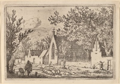 Şapelin yanında domuz sürüsü by Allart van Everdingen