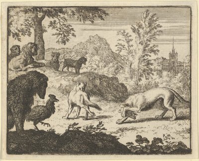 Aslan, Kurt ve Renard Arasında Bir Kavgaya İzin Veriyor, 1650-75. by Allart van Everdingen