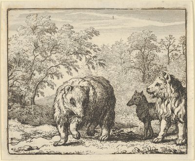 Aslan, Ayı ve Kurdu Serbest Bırakır, 1650-75. by Allart van Everdingen
