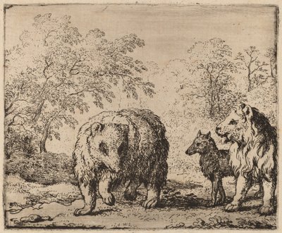 Aslan, Ayı ve Kurdu Serbest Bırakır, muhtemelen c. 16451656. by Allart van Everdingen