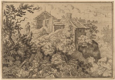 Bir Kayadaki Üç Kulübe, muhtemelen c. 16451656. by Allart van Everdingen