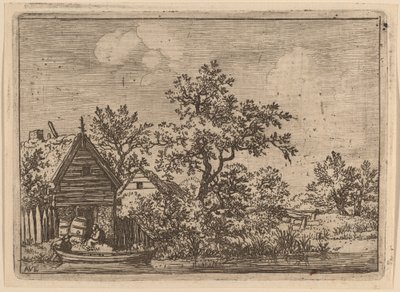 Bir Kulübenin Önünde İki Fıçı, muhtemelen c. 16451656. by Allart van Everdingen