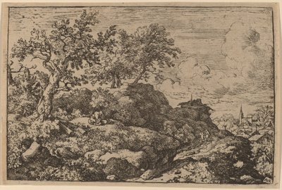 Bir Tepede Oturan İki Köylü, muhtemelen c. 16451656. by Allart van Everdingen