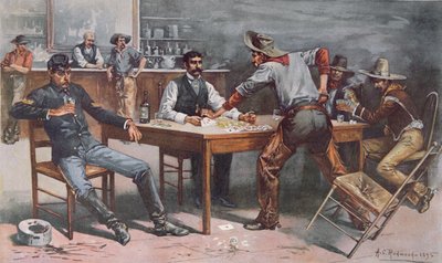 Batılı bir salonda kartlar üzerine tartışma by Allen Carter (after) Redwood