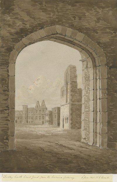 Dudley Kalesi - Kale: kırmızı-sepya çizimi, 8 Haz 1843 by Allen Edward Everitt