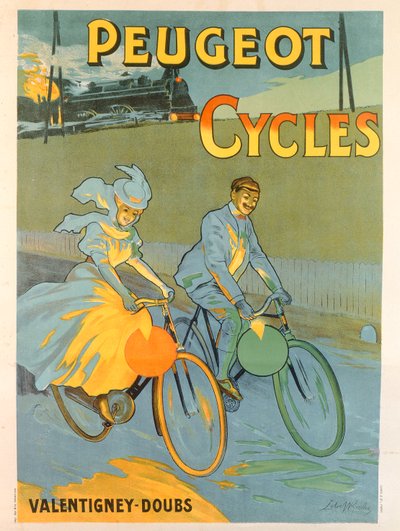 Poster reklamı Peugeot bisikletleri (renkli litho) by Almery Lobel Riche