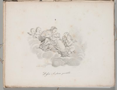 Litografi Sanatı: Bulutlar Üzerinde Madonna ve Çocuk, Levha II by Alois Senefelder