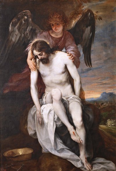 İspanyolca:  Cristo muerto sostenido por un ángel Bir Melek tarafından desteklenen ölü İsa by Alonso Cano