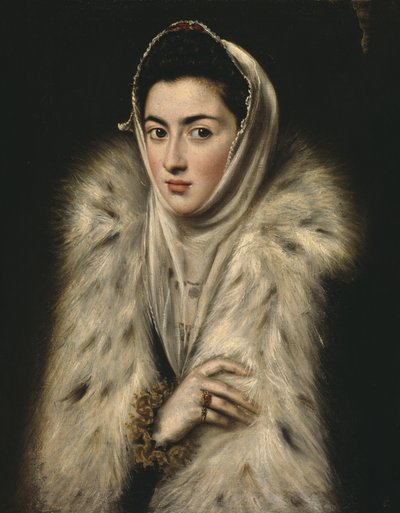 Kürklü Kadın (tuval üzerine yağlı boya) by Alonso Sánchez Coello