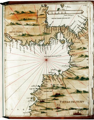 Orta Amerika ve Peru Haritası by Alonso de Santa Cruz
