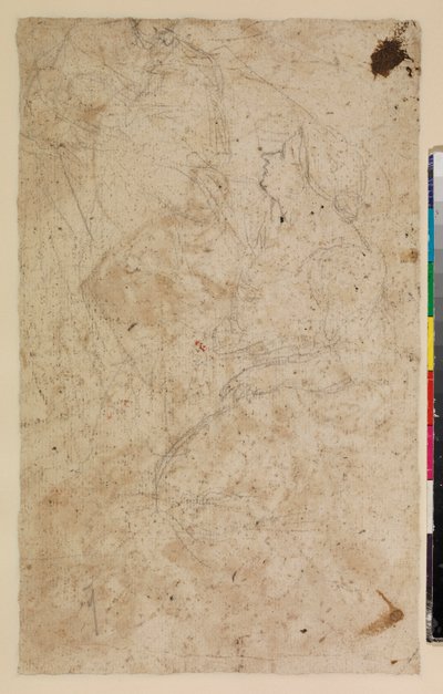 Profilde diz çökmüş bir kadınla figür çalışmaları, tersi, 17. yüzyıl by Alonso del Arco