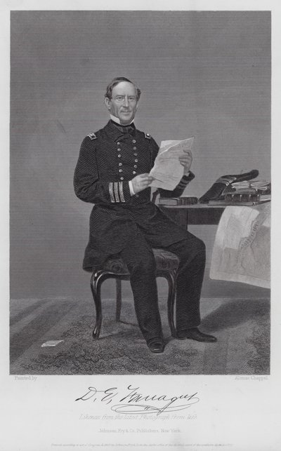 David Glascoe Farragut (engraving) by Alonzo (after) Chappel
