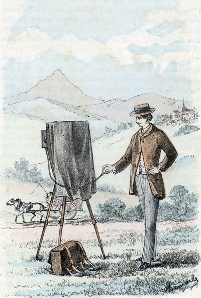 Yüksek sosyete ve burjuvazinin hobisi: amatör (amatör fotoğrafçı) fotoğraf pratiği Rengade'nin “Hayatın İhtiyaçları” Gravürü by Alphonse Demarle