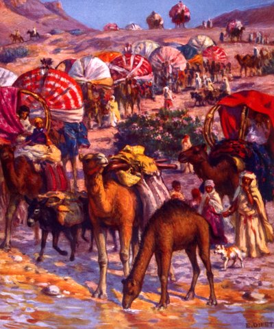 Çölde Arap Göçebeler Grubu. Nasreddine Dinet (Alphonse-Étienne Dinet) tarafından. 1861 – 1929. Fransız oryantalist ressam 1918 by Alphonse Etienne Dinet