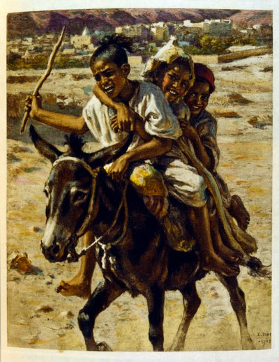 Arap yaşamının 'Serap' Sahnelerinden Dinet'in illüstrasyonu. 1906. Seraplar, Scénes De La Vie Arab, Etienne Dinet tarafından Silman Ben Ibrahim Bamer'in yorumuyla resimlendi. Nasreddine Dinet, Alphonse-Étienne Dinet olarak doğdu; (1861-1929 by Alphonse Etienne Dinet