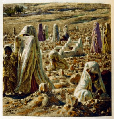 Arap yaşamının 'Serap' Sahnelerinden Dinet'in illüstrasyonu. 1906. Seraplar, Scénes De La Vie Arab, Etienne Dinet tarafından Silman Ben Ibrahim Bamer'in yorumuyla resimlendi. Nasreddine Dinet, Alphonse-Étienne Dinet olarak doğdu; (1861-1929 by Alphonse Etienne Dinet