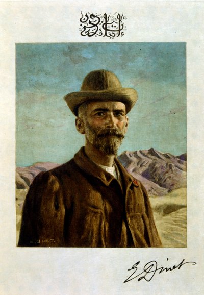 Arap yaşamının 'Serap' Sahnelerinden Dinet'in illüstrasyonu. 1906. Seraplar, Scénes De La Vie Arab, Etienne Dinet tarafından, Silman Ben Ibrahim Bamer'in yorumuyla resimlendi. Nasreddine Dinet, Alphonse-Étienne Dinet olarak doğdu; (1861-192 by Alphonse Etienne Dinet