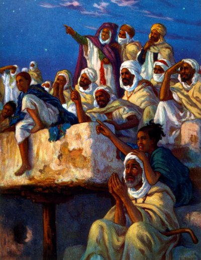 Ramazan döneminde Arapları namaz kılarken tasvir eden çizim. Nasreddine Dinet (Alphonse-Étienne Dinet) tarafından. 1861 – 1929 by Alphonse Etienne Dinet