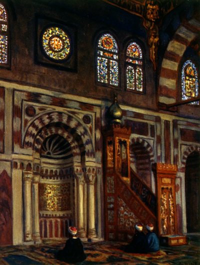 Mihraplı bir caminin içi. Nasreddine Dinet (Alphonse-Étienne Dinet) tarafından. 1861 – 1929. Fransız oryantalist ressam 1918 by Alphonse Etienne Dinet