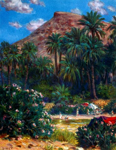 Nasreddine Dinet (Alphonse-Étienne Dinet) tarafından Oasis. 1861 – 1929. Fransız oryantalist ressam 1918 by Alphonse Etienne Dinet