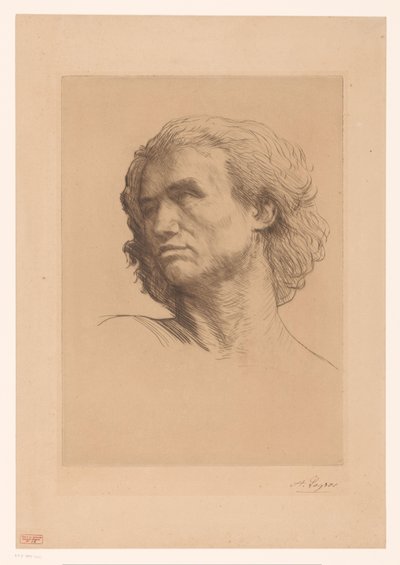 Bir adamın başı by Alphonse Legros (signed by artist)