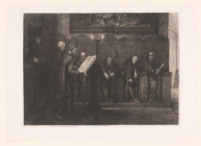 Bir kürsü Le lutrin etrafında sekiz adam (nesne üzerinde başlık) by Alphonse Legros