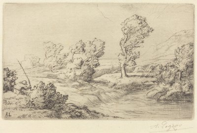 Marne Bord de la Marne kıyıları. by Alphonse Legros