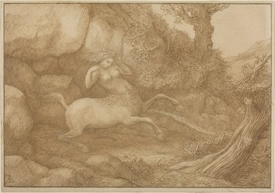 Centaur Kadın (dokuma kağıt üzerine grafit üzerine kalem ve kahverengi mürekkep) by Alphonse Legros