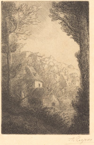 Güneş Işığında Bir Yamaçta Çiftlik by Alphonse Legros
