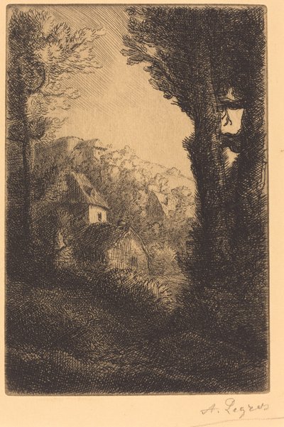 Güneş Işığında Bir Yamaçta Çiftlik by Alphonse Legros