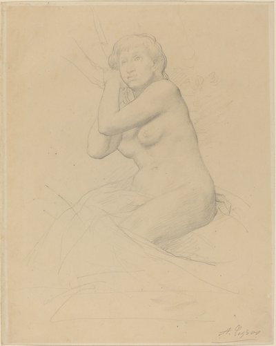 Kadın Çıplak Oturmuş by Alphonse Legros