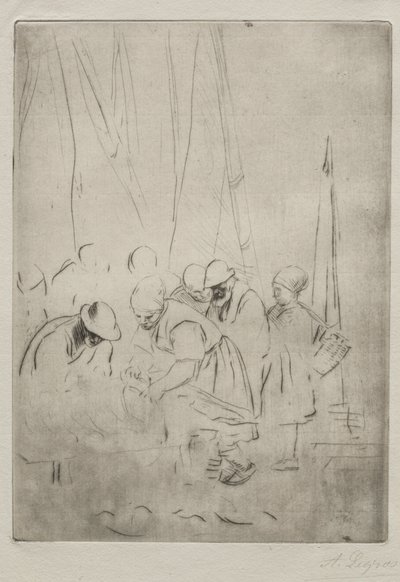 Boulogne İskelesinde Balıkçılar by Alphonse Legros