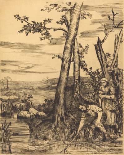 Kerevit Balıkçıları Kerevit balıkçıları için balık tutma. by Alphonse Legros