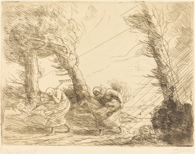 Hasatçılar Fırtınadan Şaşırdı by Alphonse Legros