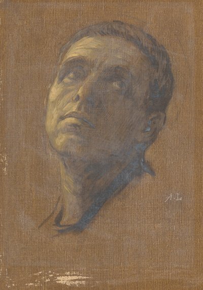 Kalkmış Gözleri Olan Bir Adamın Başı by Alphonse Legros