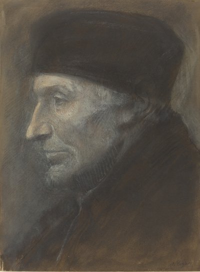 Kafatası Olan Bir Adamın Başı. by Alphonse Legros