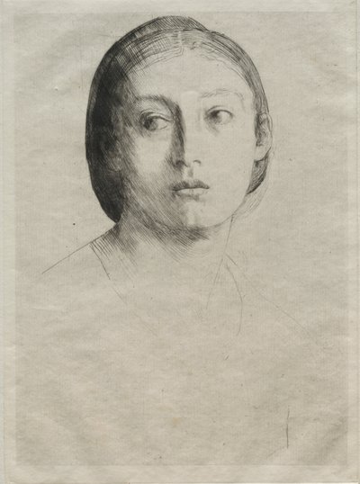 genç bir kızın başı by Alphonse Legros