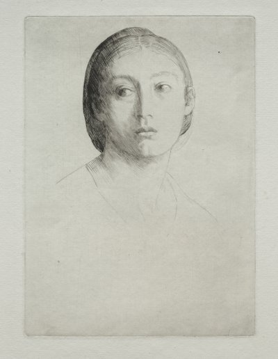 genç bir kızın başı by Alphonse Legros