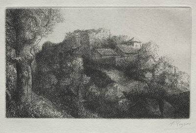Peyzaj (binalarla birlikte) by Alphonse Legros